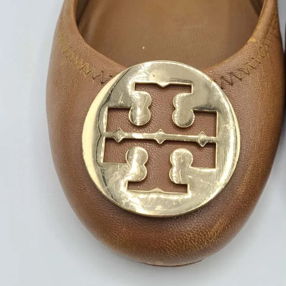 Tory Burch Minnie Travel Ballet Flats Tan (Carmel) size 8